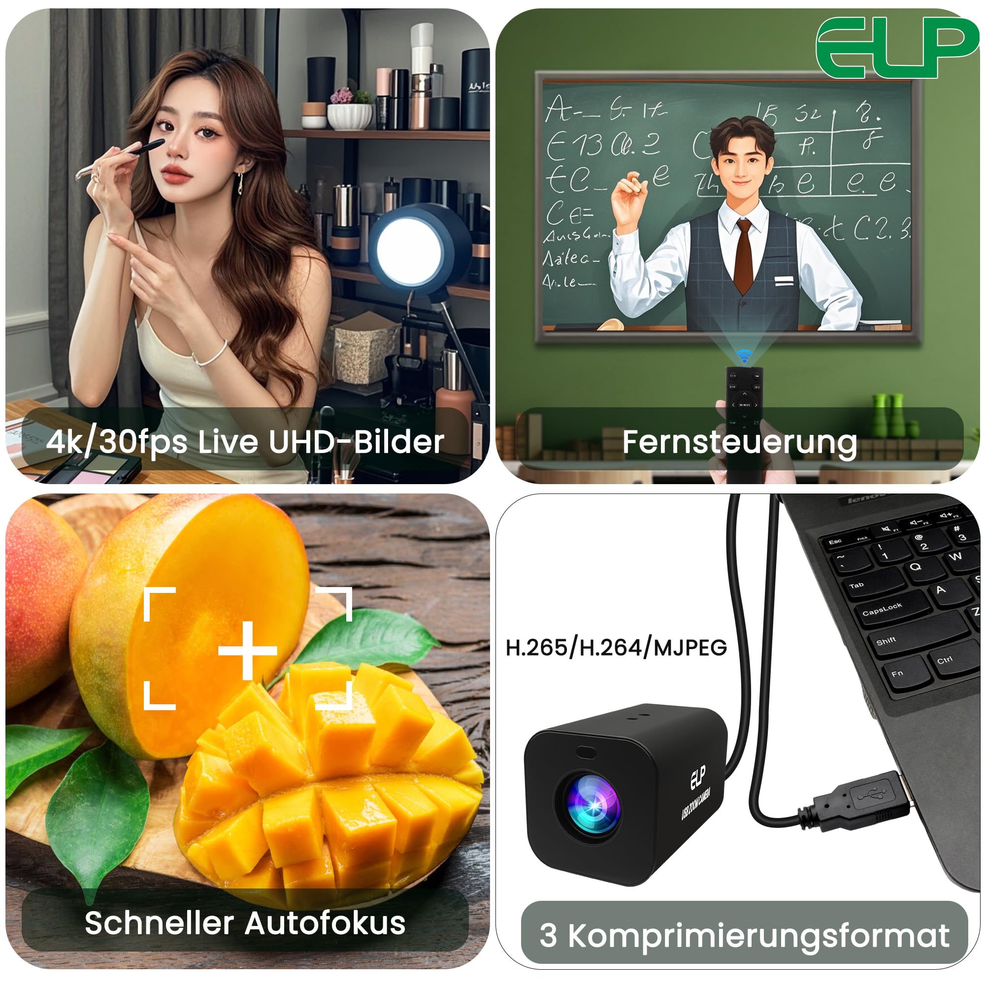 G Zoom de 12x 4K 30fps USB Cámara 1080P 60fps HDMI USB Webcam Autofocus Manual Focus PC Cámara H.265 H.264 Alta Velocidad Varifocal Webcam para Streaming Videoconferencias (Zoom 12X)