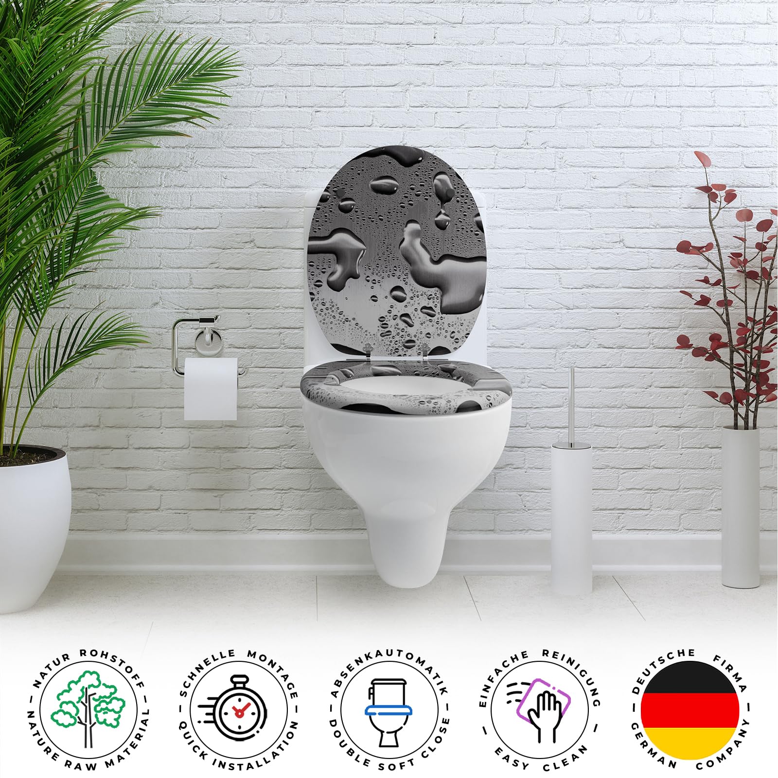 Copriwater Universale Tavoletta Copri WC In Legno MDF Bianco Coperchio Sedile Water Per Bagno - Foto 3