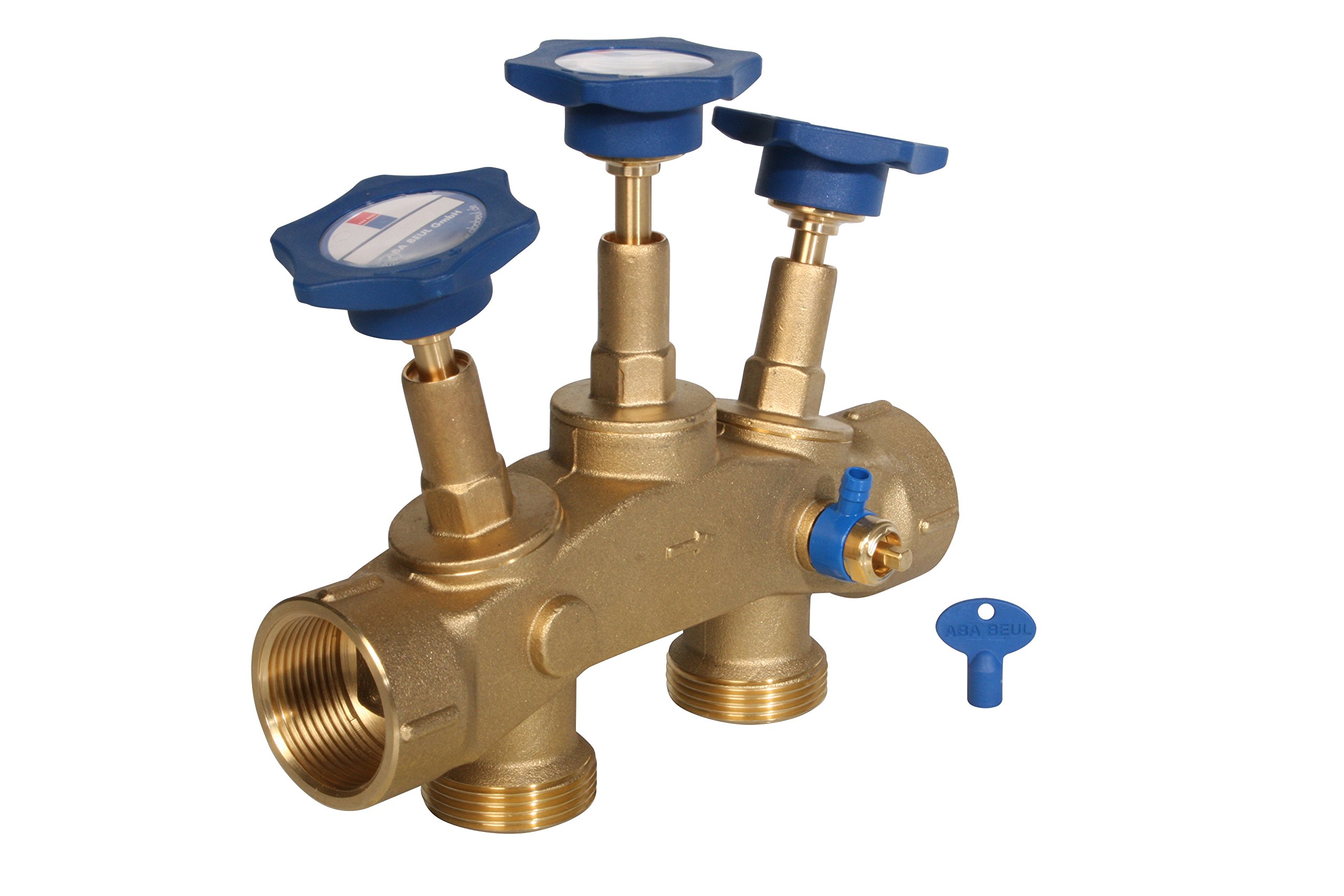 Montageblock 1 1/4"IG x 1 1/4" AG mit Verschneidung und Bypassfunktion sowie Probeentnahmehahn