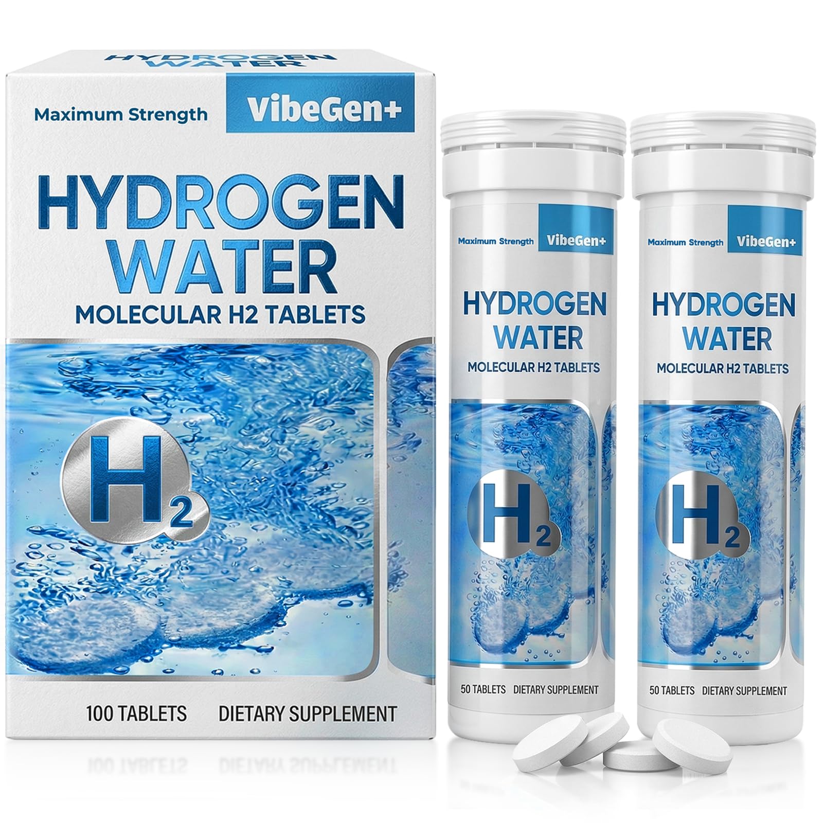 Hydrogen Water Tablets, H2 Molecular Hydrogen Tablets for Drinking Water 100 Fl Oz (Pack of 1)