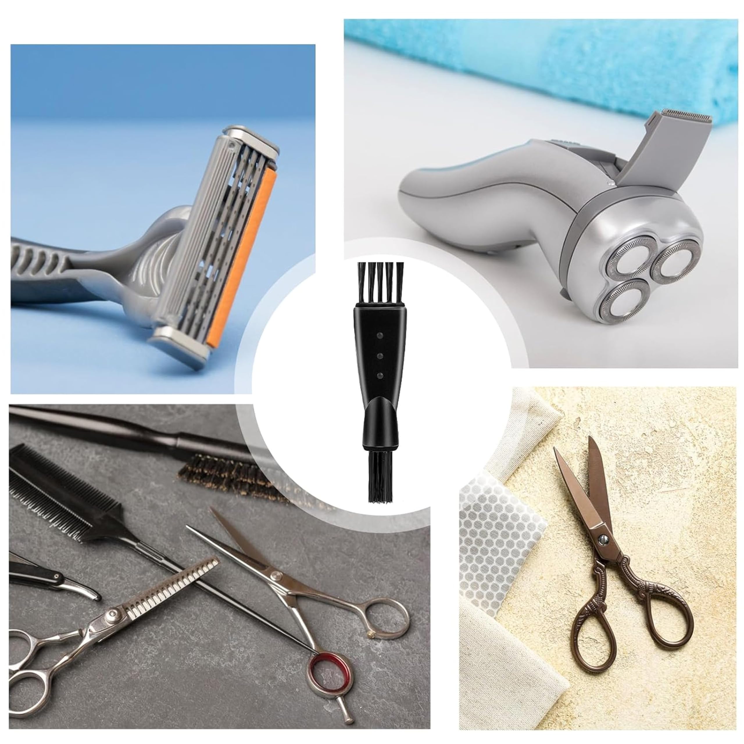 6 Blaireau de Rasage, Brosse de Nettoyage pour Rasoir électrique, pour Nettoyer la Barbe avec Les têtes de Rasoir électrique