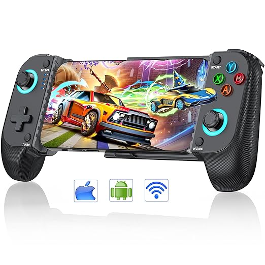 Wireless Phone Controller for iPhone/Android with Hall Joystick, Moblie Controller for iPhone Support Xbox Game Pass, PlayStation, Steam Link, Call of Duty, Roblox, Cloud Android Controller