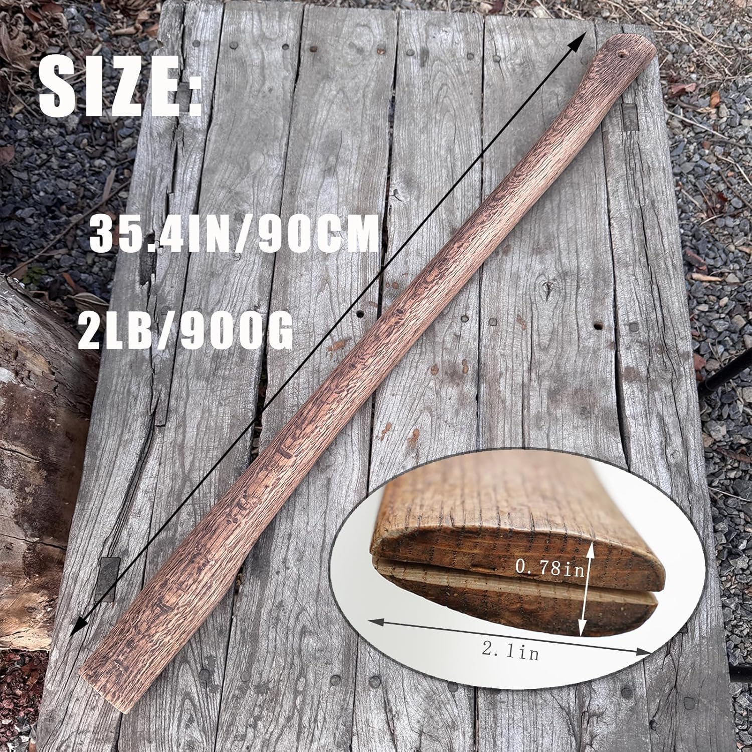 1 Pack 35.4in Wood Axe Handle Replacement with Wooden and Steel Wedges-Hatchet Handle Replacement Axe (35.4in)