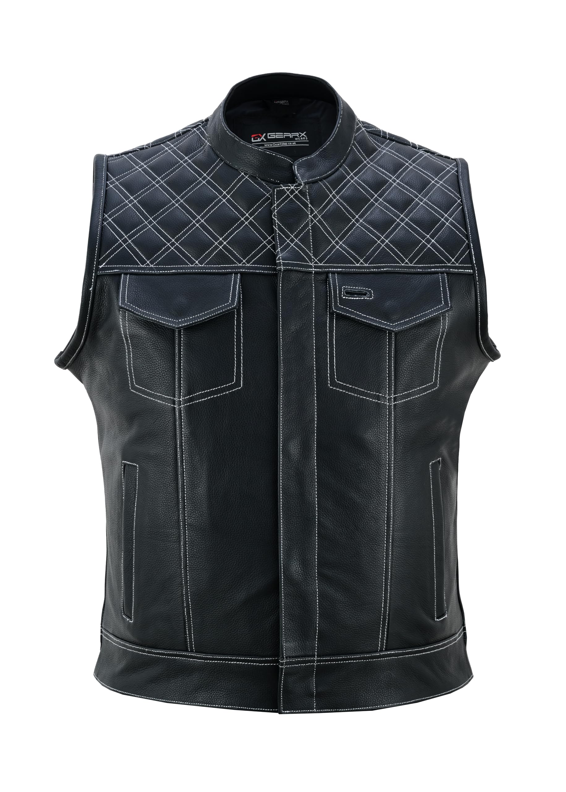 Gilet en cuir pour moto, motif diamant, style Cruiser Chopper Cavalier aventurier