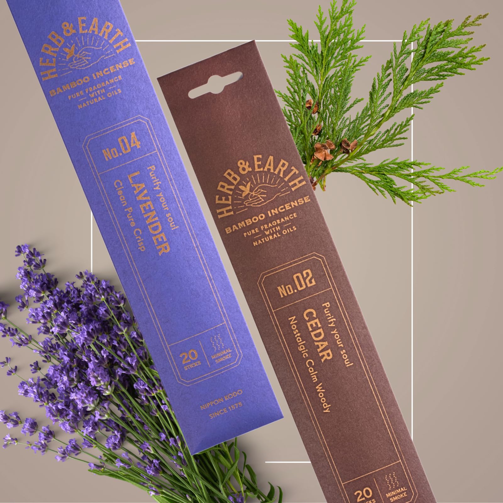 Nippon Kodo Herb & Earth Japanische Premium Räucherstäbchen 12er Set Alle Düfte | Natürliche Zutaten, intensiver Duft | 240 Sticks