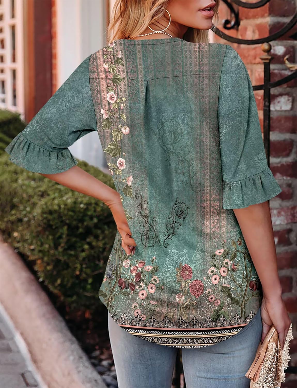 StunShow Womens Blouses Short Sleeve Summer Shirts Tunic Tops for Women Floral Women Tops Dressy Casual - Image 5