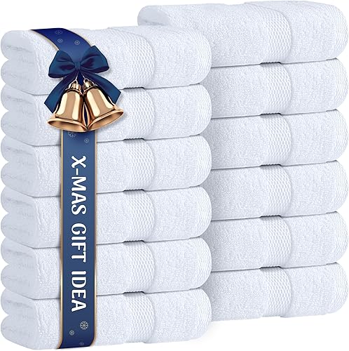 Miniatura 8 de White Classic Wealuxe - Toallas de mano de algodón, suaves y ligeras, 16 x 27 pulgadas, paquete de 12 unidades, multicolor