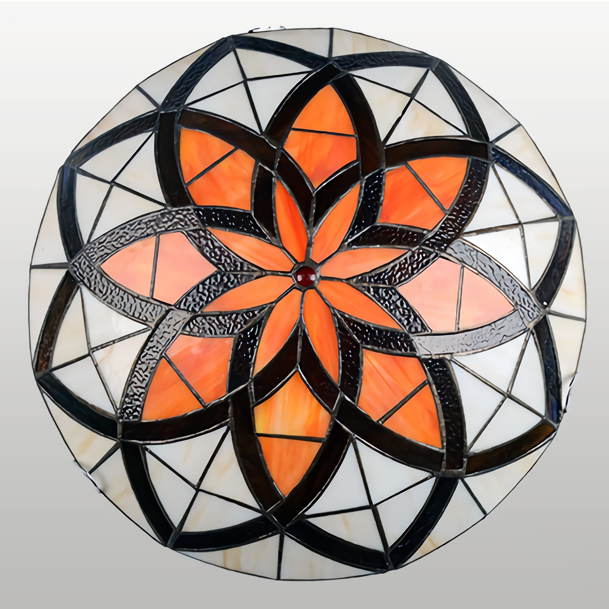 Plafonnier Tiffany vintage fait main en vitrail pour salon rétro chic DX25