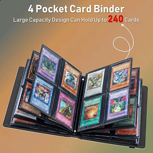 Miniatura 6 de Carpeta para tarjetas intercambiables, 4 bolsillos para tarjetas intercambiables, 240 bolsillos de doble cara, funda para tarjetas de tamaño