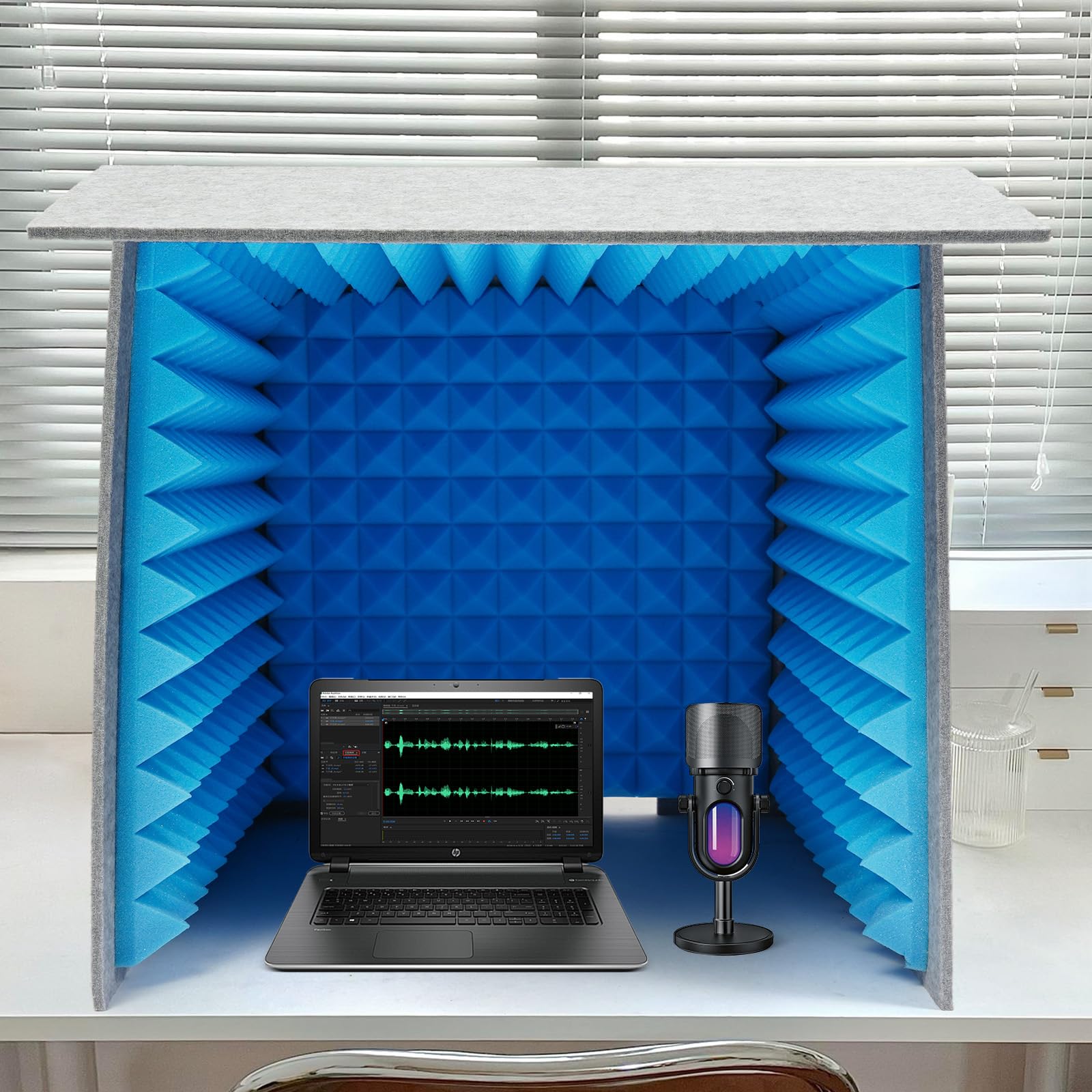 Cabina de canto, cubierta de escritorio insonorizada, 60x60 cm Cabina de canto portátil para salas de estar, habitaciones de juegos, estudio de grabación
