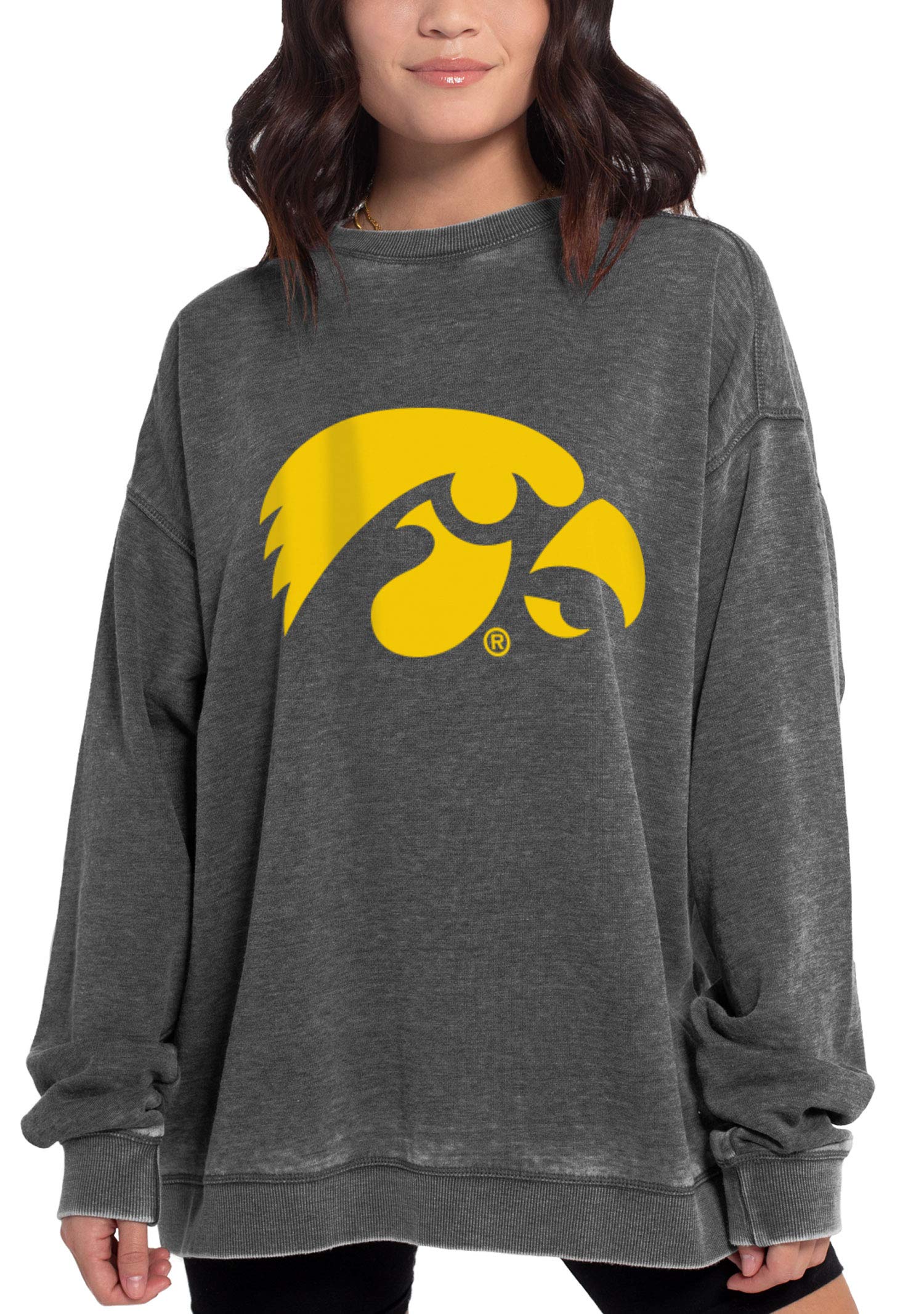 NCAA Iowa Hawkeyes Womens Campus Pullover, Charcoal, Large