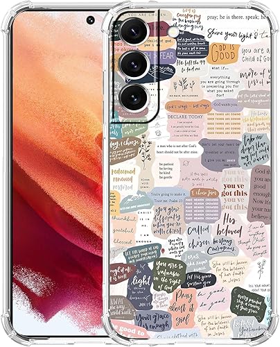 Funda con versículos bíblicos para Samsung Galaxy S21, collage de citas de Jesús cristiano, funda protectora de TPU suave de moda compatible con