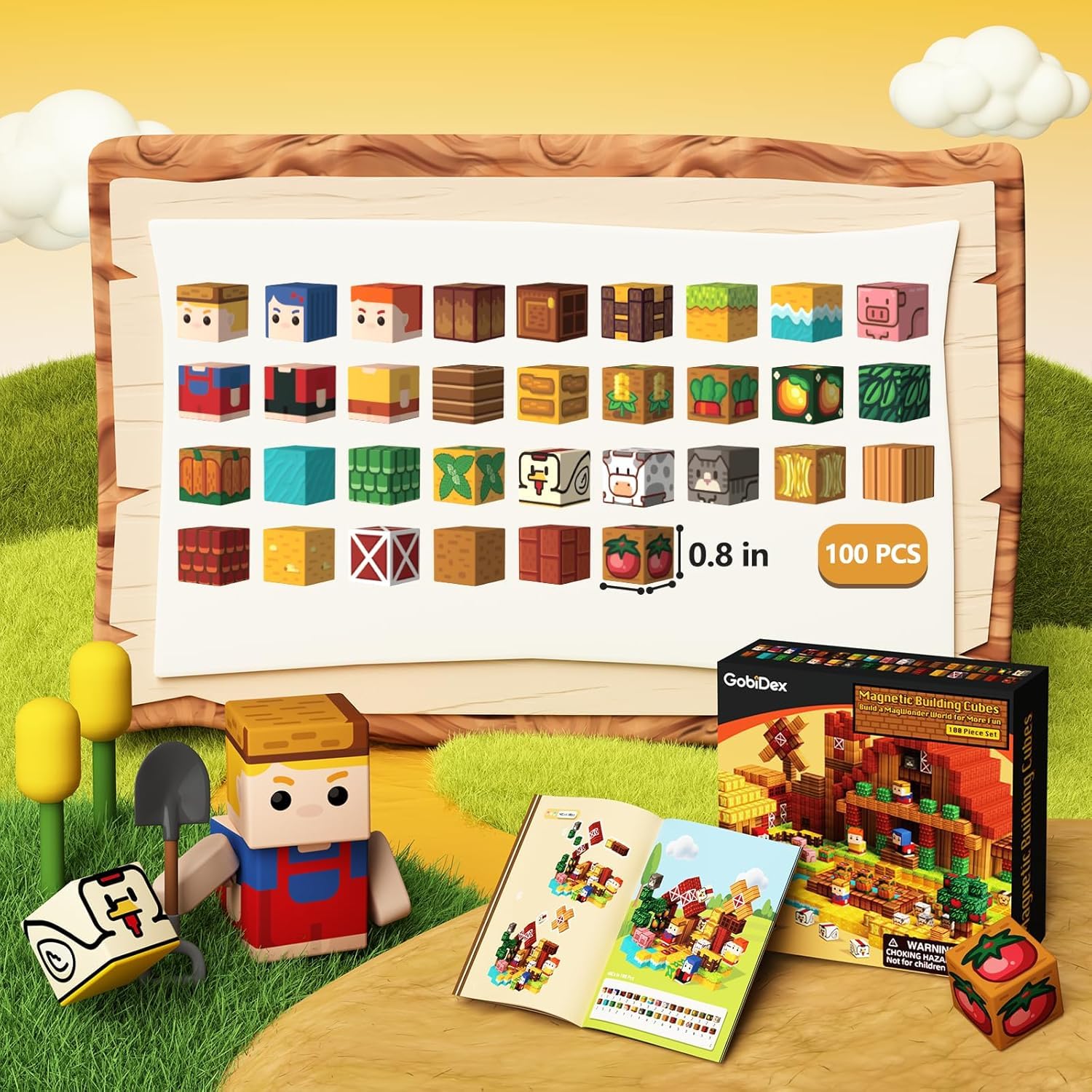 ZAWNIC 100PCS Magnetic Building Blocks Farm Set - Image 4