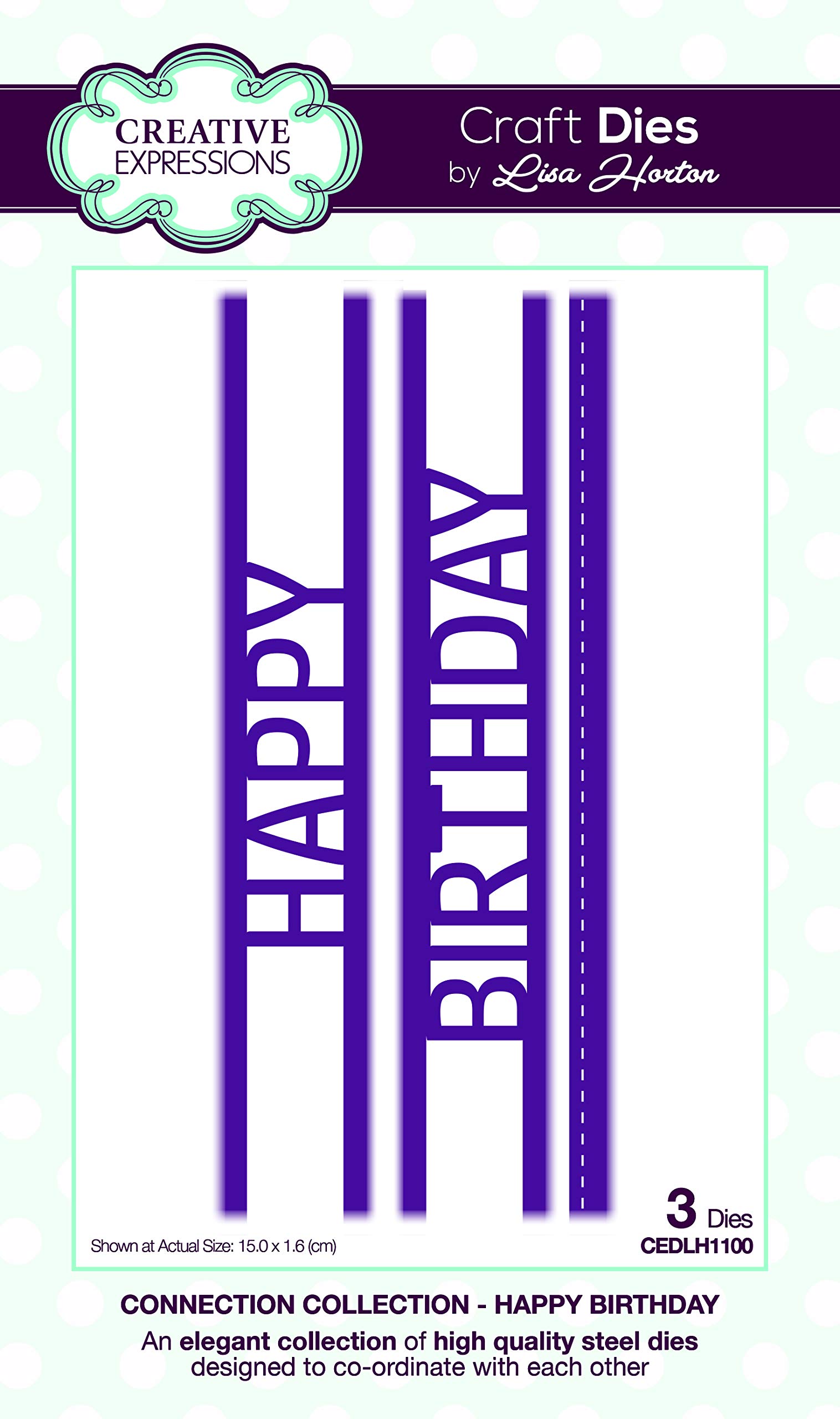 Creative ExpressionsLisa Horton-Connection Collection-Happy Birthday-Craft Die, Metal, 15.1 x 1.6 cm