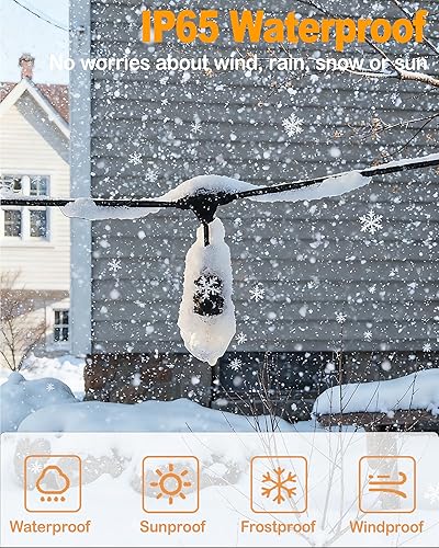 Miniatura 6 de Guirnalda de luces para exteriores de 25 pies impermeable, luces de patio con 16 bombillas Edison S14, luces LED exteriores de 120 V para decoración