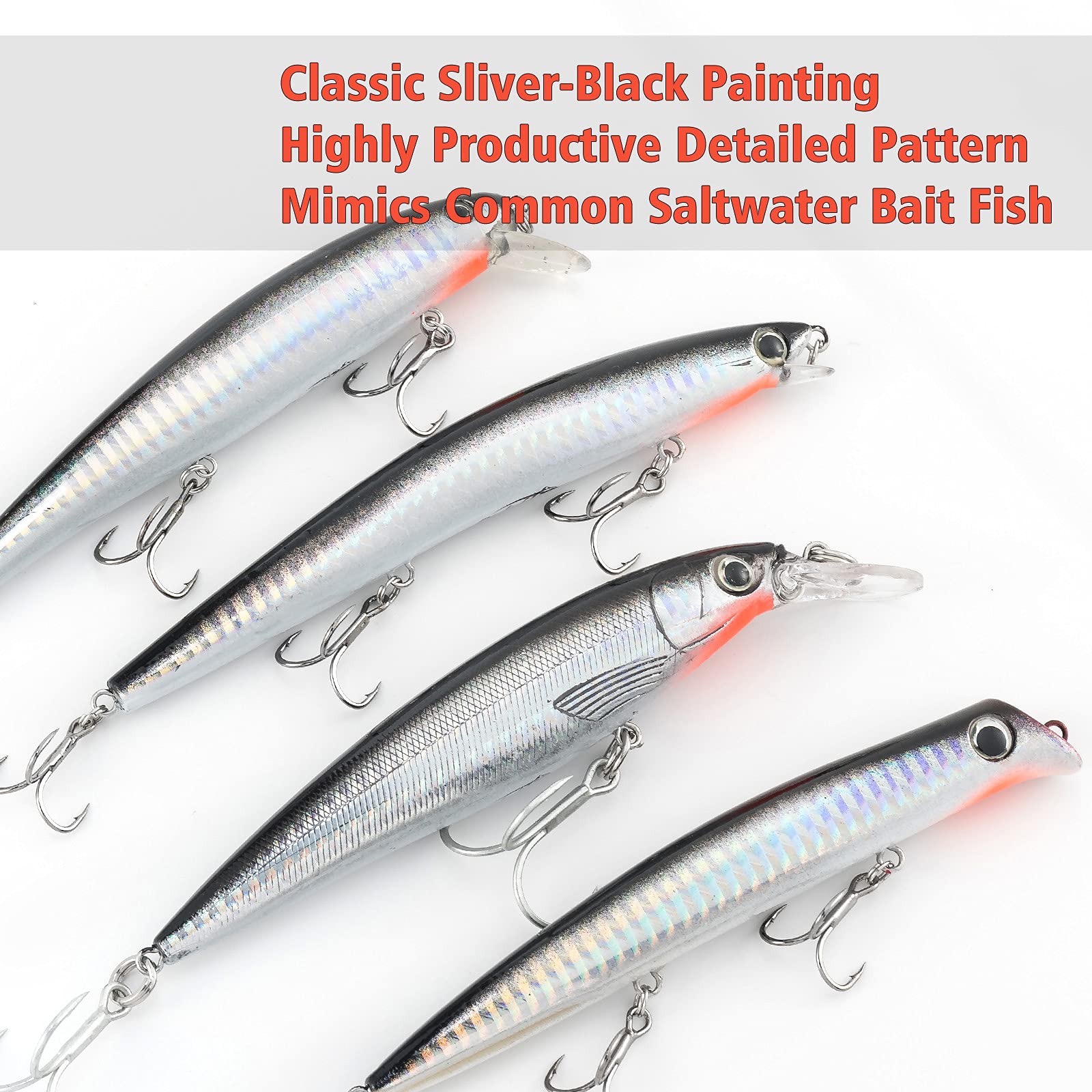 Dr.Fish Saltwater Fishing Lures Kit 5in Minnow Plugs Topwater Popper