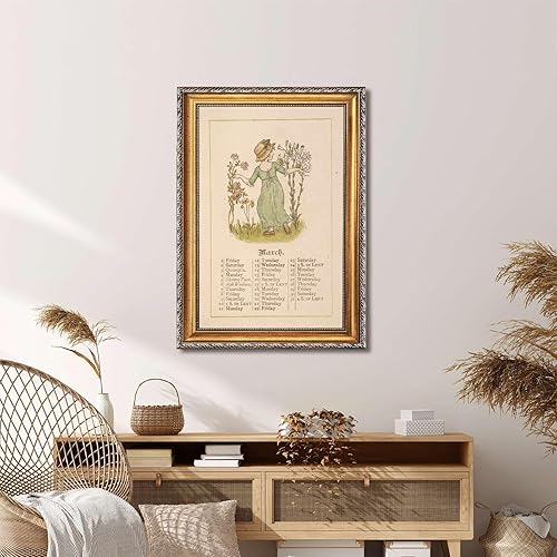 Miniatura 4 de Vintage Framed Woman with Flowers Wall Art, Canvas Print Oil Paintings Reproduction World Classics, Retro Style Poster Painting Pictures, Cute Home