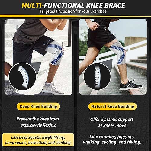 Miniatura 4 de CAMBIVO Paquete de 2 rodilleras con estabilizadores laterales y almohadilla de gel para rótula para mujeres y hombres, soporte de rodilla para