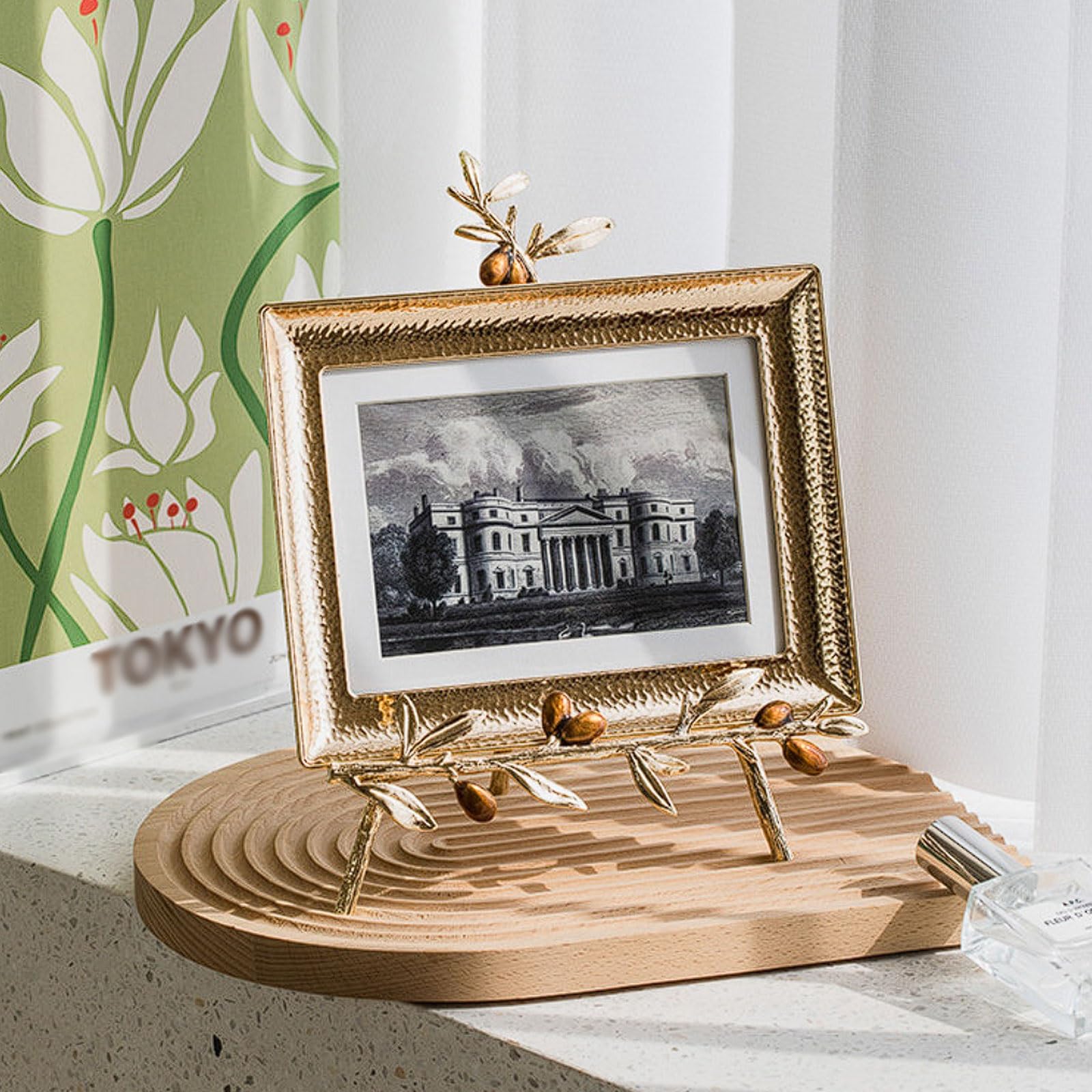6 cali styl retro artystyczna ramka na zdjęcia, metalowa rama, europejski ornament dekoracyjny, wzór liści gałęzie 3D złota