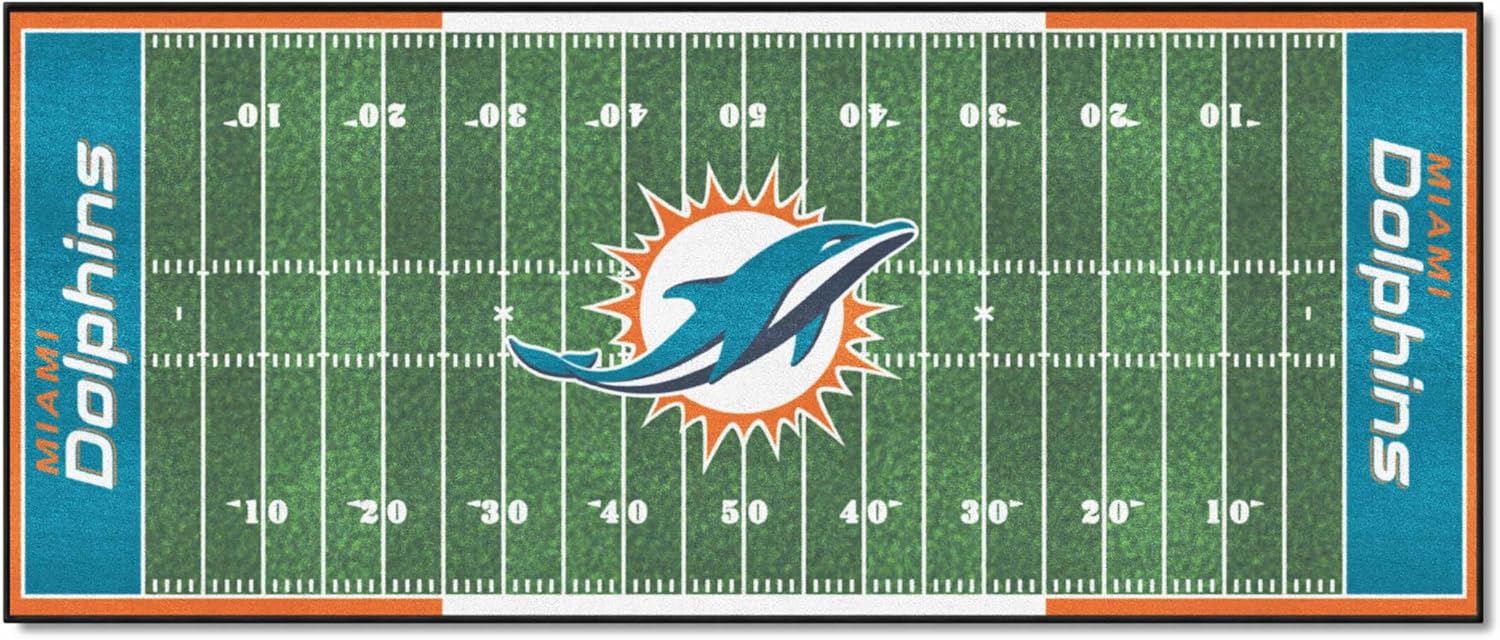 FANMATS 7357 NFL - Miami Dolphins Field Runner Rug - 30in. x 72in.
