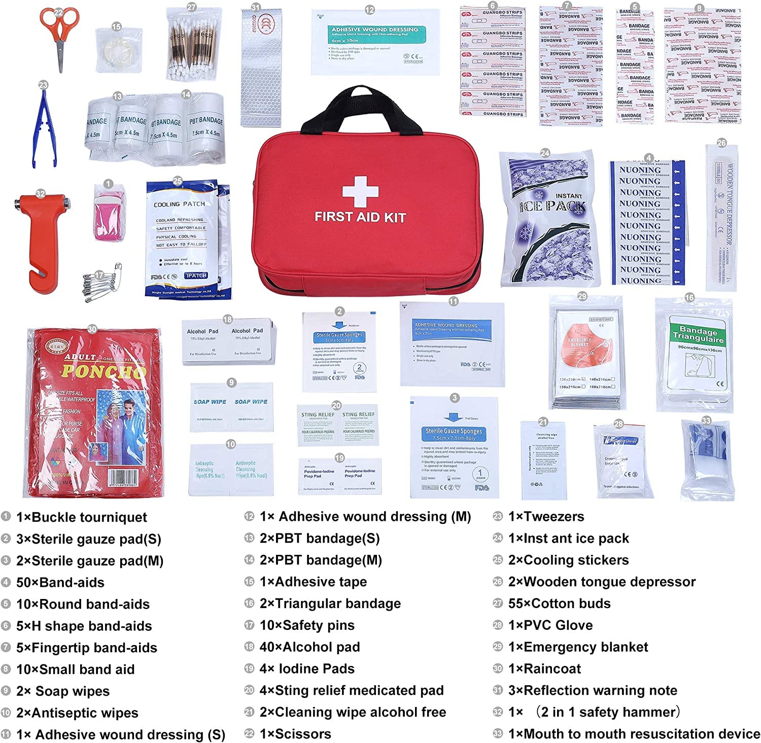 Trousse de Premier Secours 230 Pieces, Boite de d'urgence de Survie Exterieu Variete Complete pour Lieu de Travail, Maison, Voiture, Camping, Voyages, Sports Mini Boite Medical Aide d'urgence