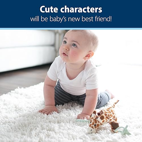 Miniatura 7 de Dr. Brown's Lovey - Soporte para chupete y mordedor, 0 meses más, jirafa con chupete azul