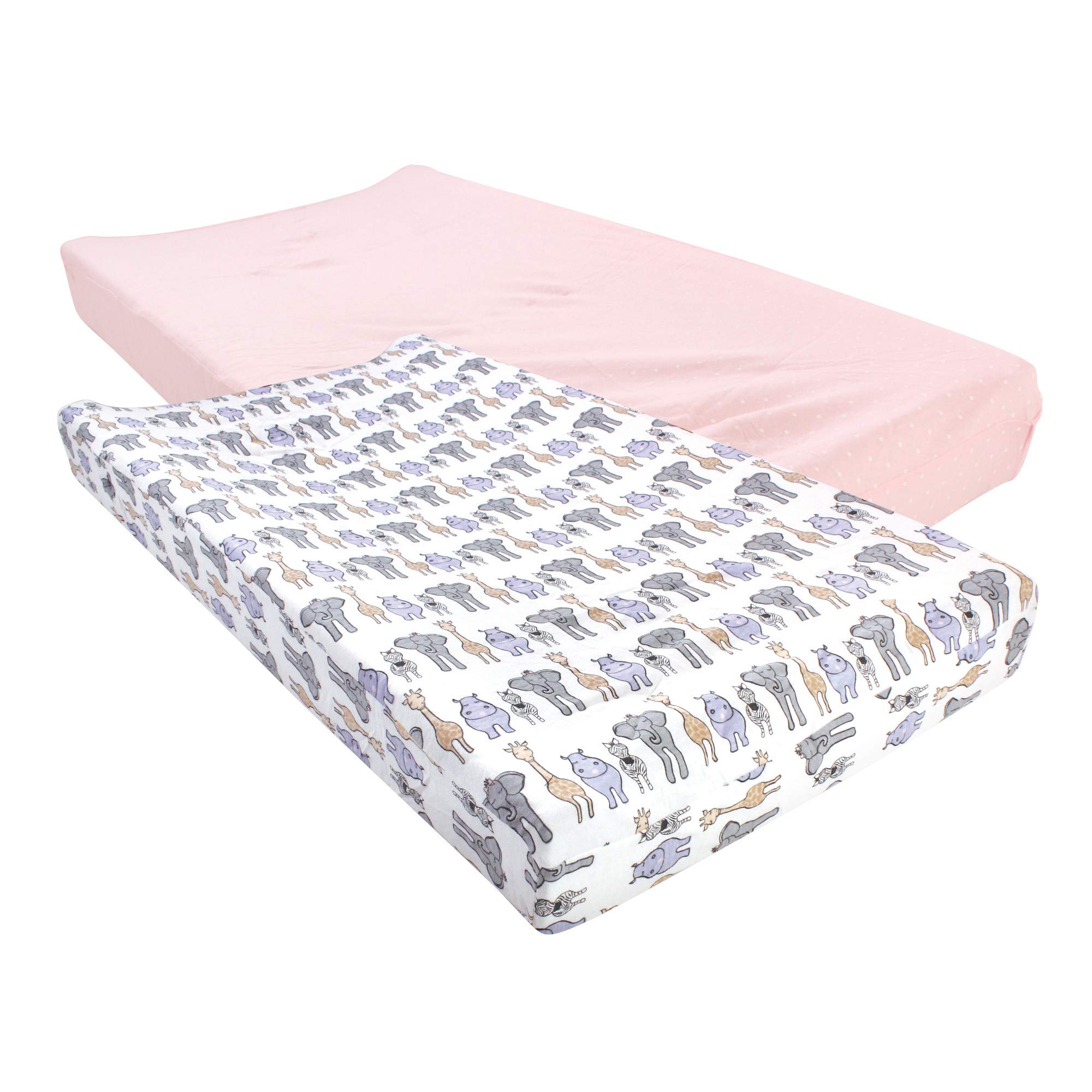Hudson Baby Unisex Baby Cotton Changing Pad Cover, Pink Safari, One Size-image-6