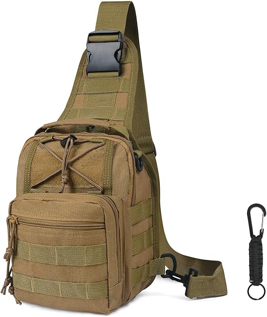 flintronic Tactical Shoulder Bag, Tactical Molle Sling Chest Pack, Laptop Daypack Daysack Military Mini Backpack for Hiking,Cycling, Traveling (Include 1*Keychain)