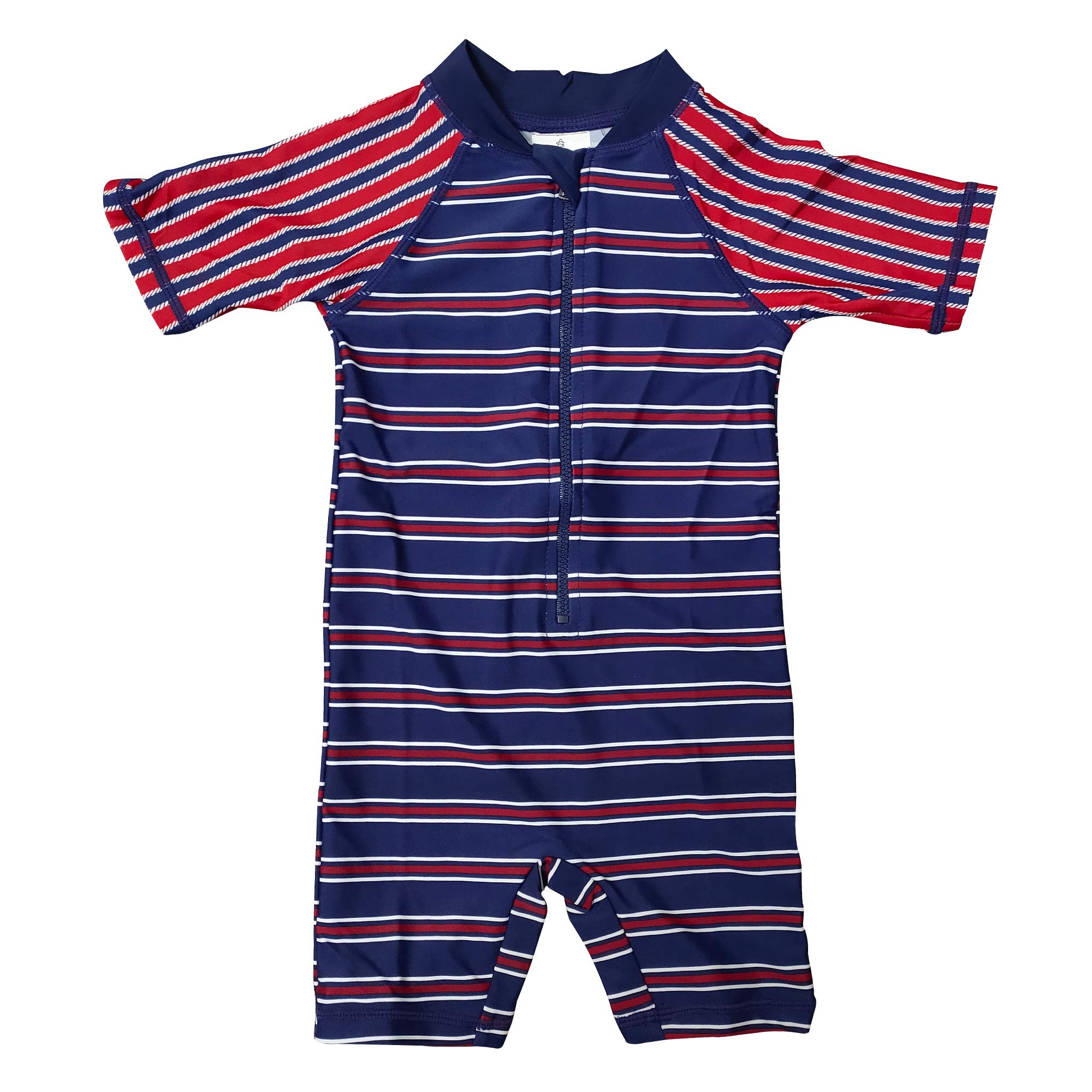 Aschlop Baby Boy UPF50+ Sunsuit S/S One-Piece Zipper Kids Swimsuit UV Sun Protection (BDX114, 2-3T)