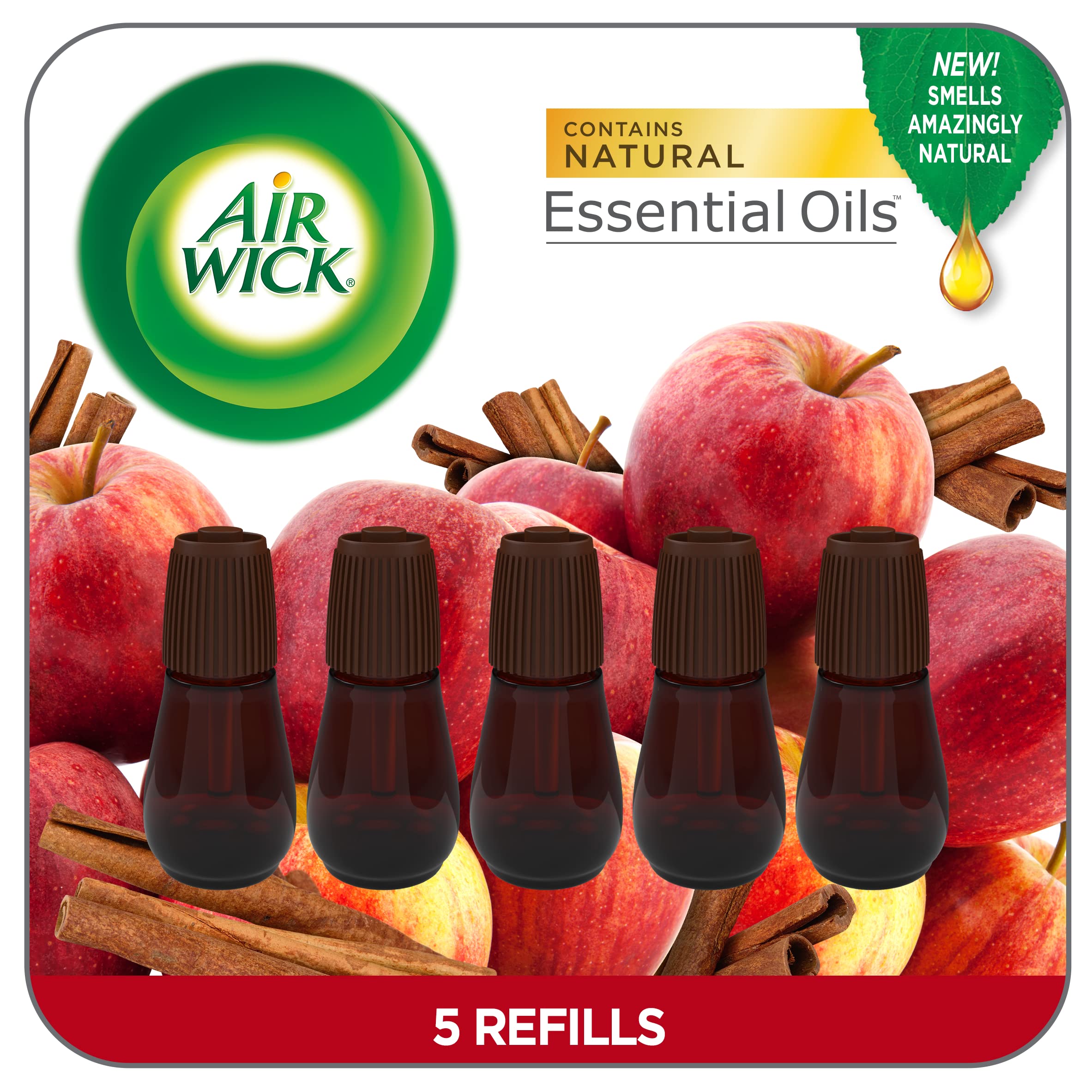 Essential Mist Refill, 5 Ct, Apple Cinnamon, Essential Oils Diffuser, Air Freshener