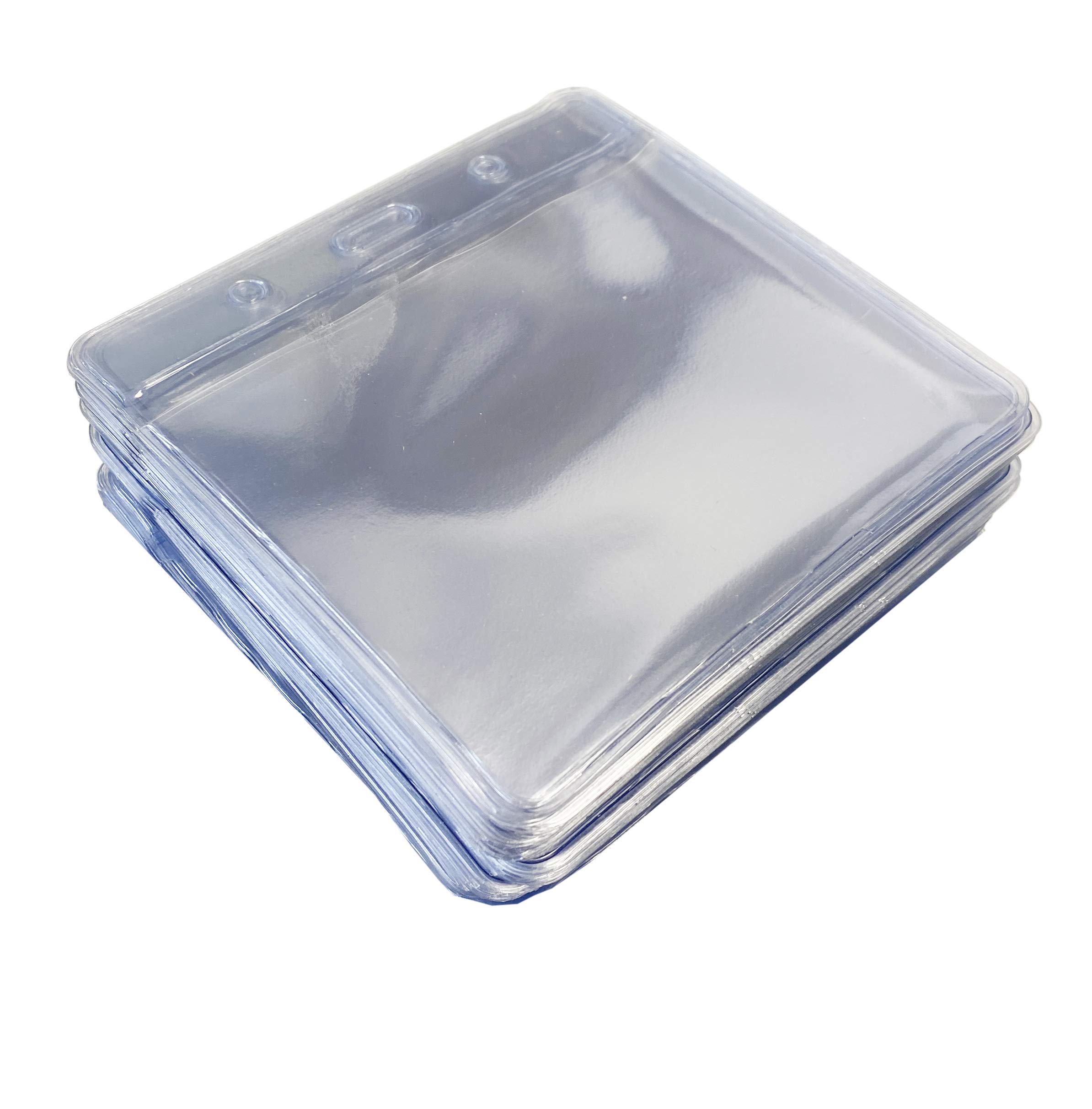 PCL Media ltd Clear Flexible Plastic ID Card Holder Pocket Wallet Large Insert Size (79 x 99mm) Pack of 50 Plastic Lanyard Card Holder Clear for Conferences
