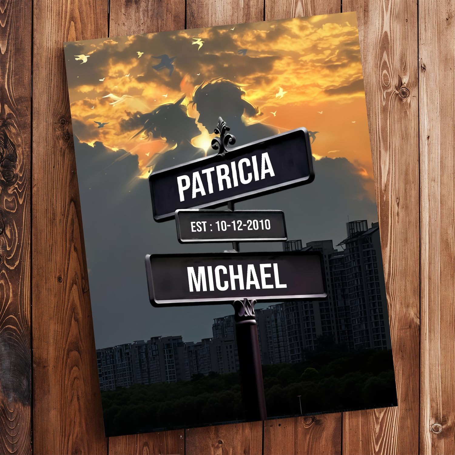 QILDTASIO Personalized Vintage Street Sign Canvas Print, Custom Name Couple Wall Art, Romantic Home Decor, Unique Wedding Couple Gift for Him Her, Valentines Day Gift Idea #2