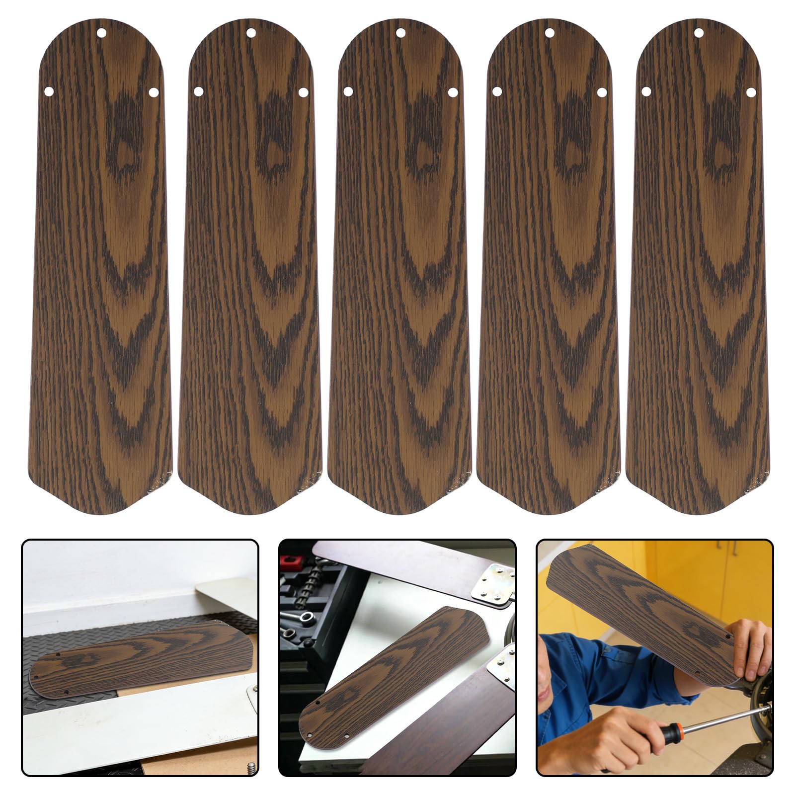 Ciieeo Aspas para ventilador de techo 5 piezas madera 42x12 cm estilo contemporáneo con función de reemplazo sencillo para patio y exteriores