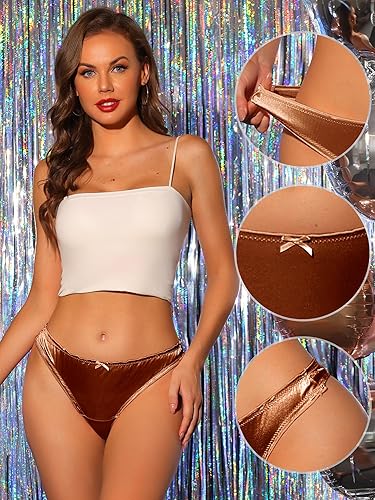 Miniatura 2 de Agnes Orinda Ropa interior de satén suave de tiro medio con volantes para mujer