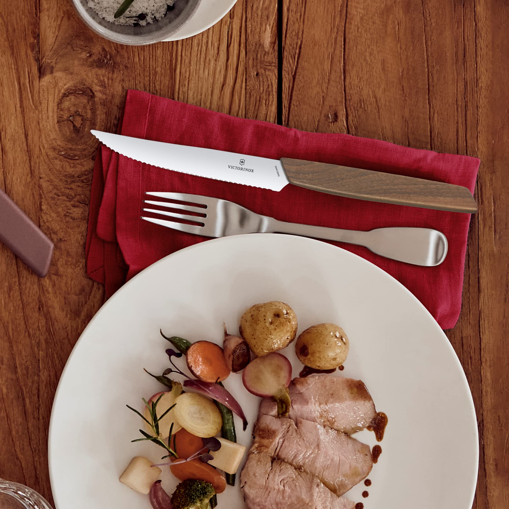Victorinox Swiss Modern Set de Couteaux à Steak, 2 Pièces, 12 cm, Brun