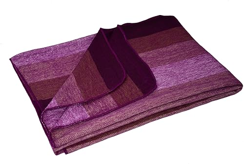 Alpaca Land, Mantas pequeñas hechas a mano de lana de alpaca ecuatoriana (pequeñas rayas rosas) (rayas moradas)