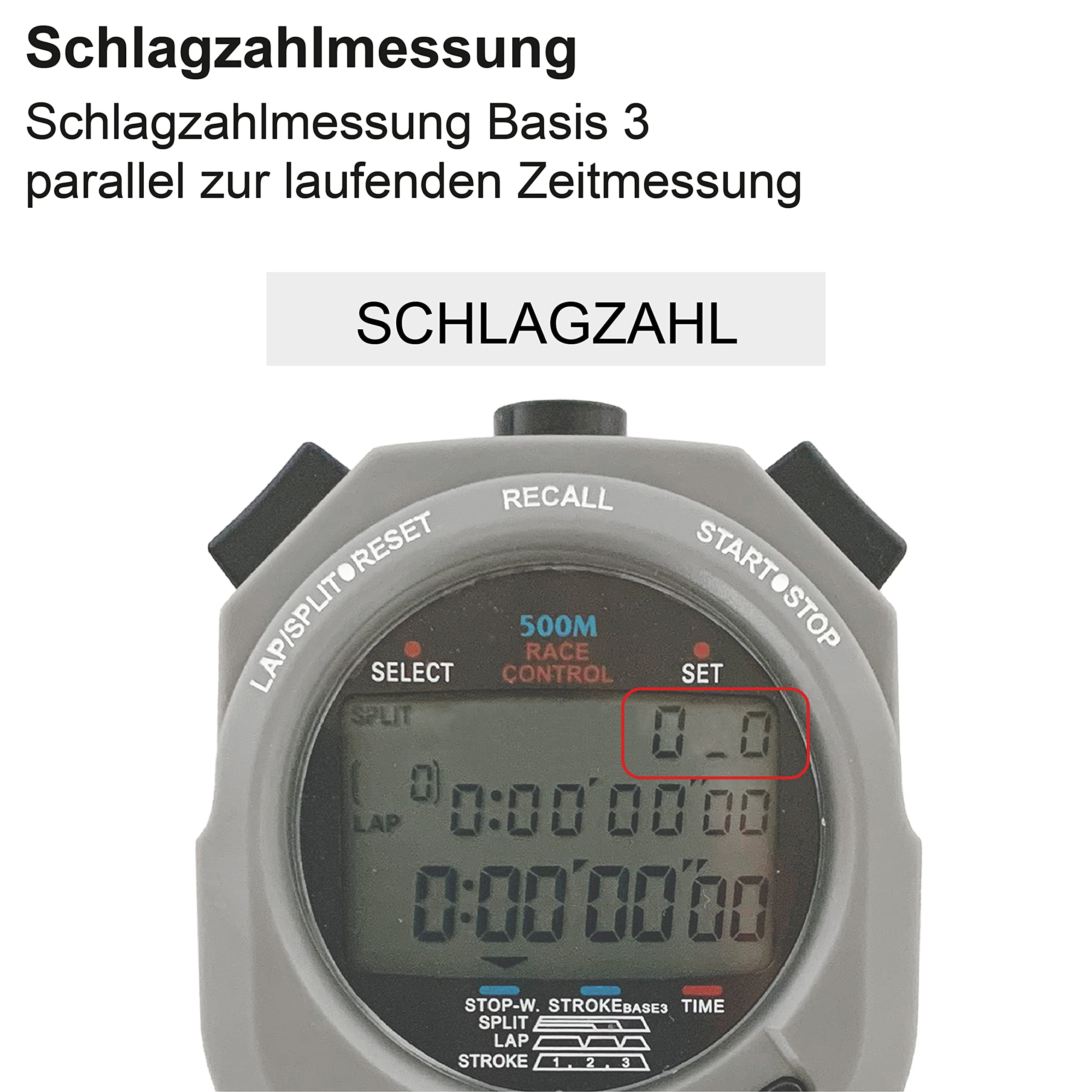 Stoptec Cronometro 496 Display 3 Righe 500 Memoria Misurazione Frequenza Corsa Controllo Gara Ora Data Antispruzzo