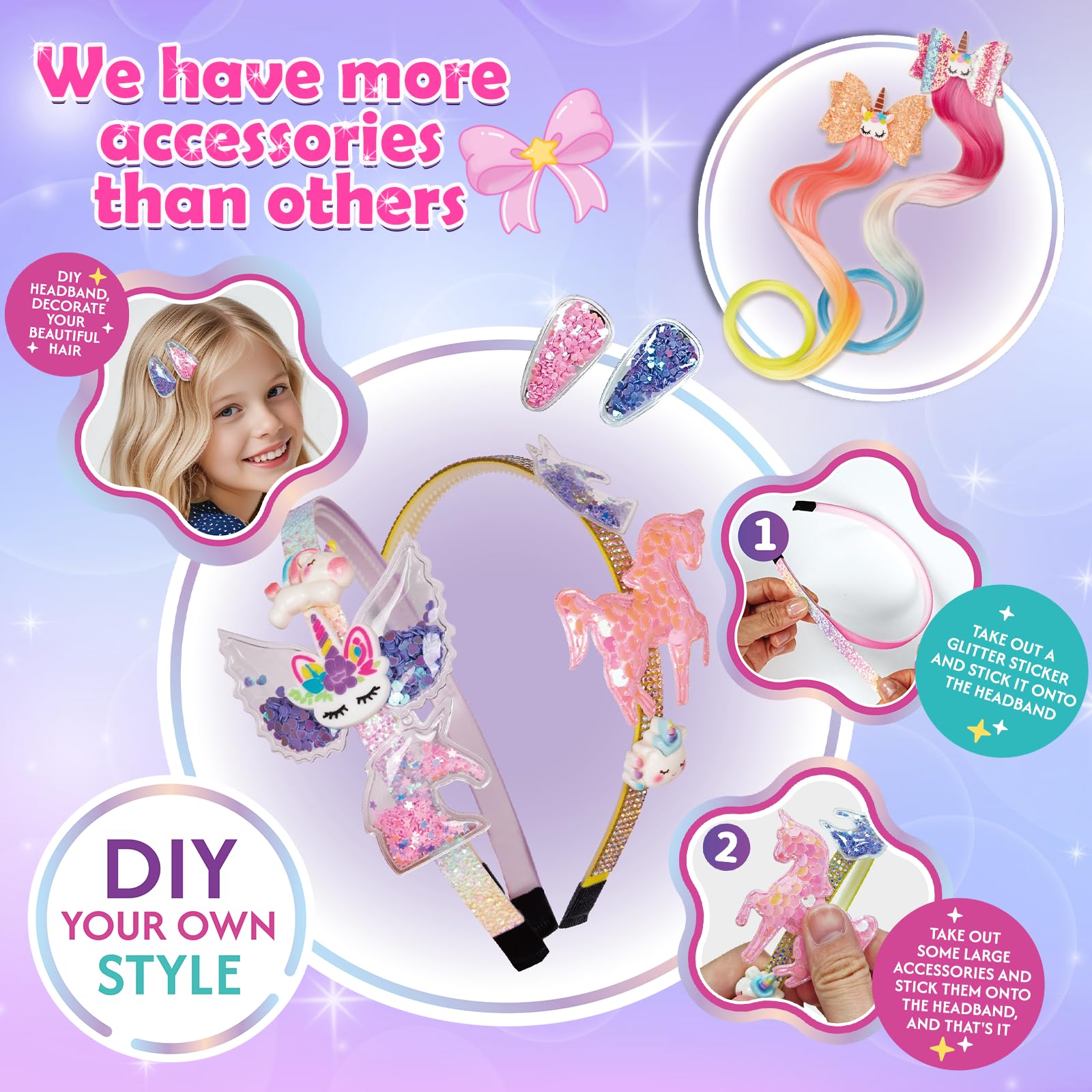 Hzitcigm Regali Bambine 5 6 7 8 9 10 11 12 Anni : Accessori per Capelli Giocattoli Bambina, Lavoretti Creativi per Bambin, Set fai da te per trecce da, Unicorno Regalo di Compleanno Natale per Ragazze