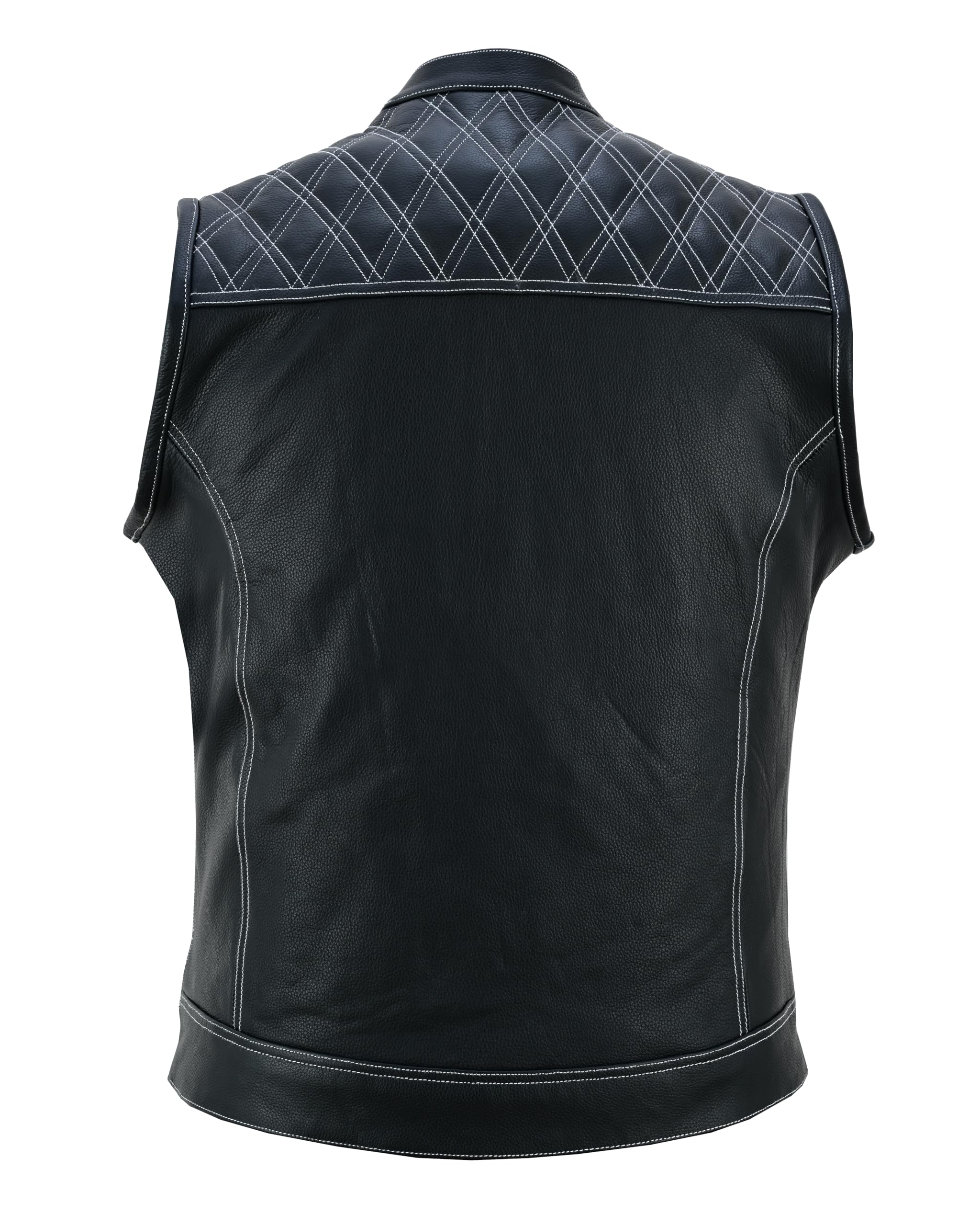 Gilet en cuir pour moto, motif diamant, style Cruiser Chopper Cavalier aventurier