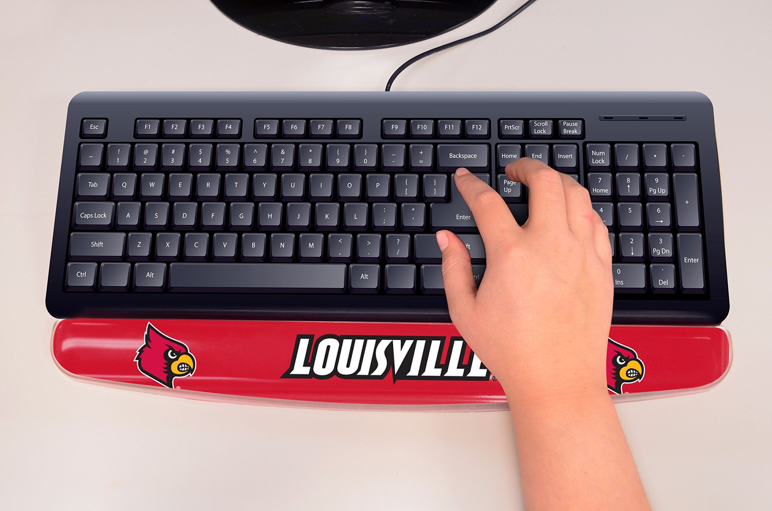 FANMATS 17781 University of Louisville Żelowa podpórka pod nadgarstek do klawiatury, kolor drużyny, 5 cm x 45 cm