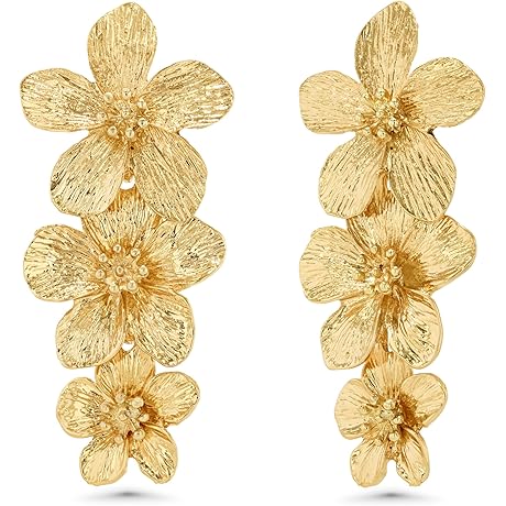 Gold Chandelier Earrings for Women: Bold Floral Statement Jewelry