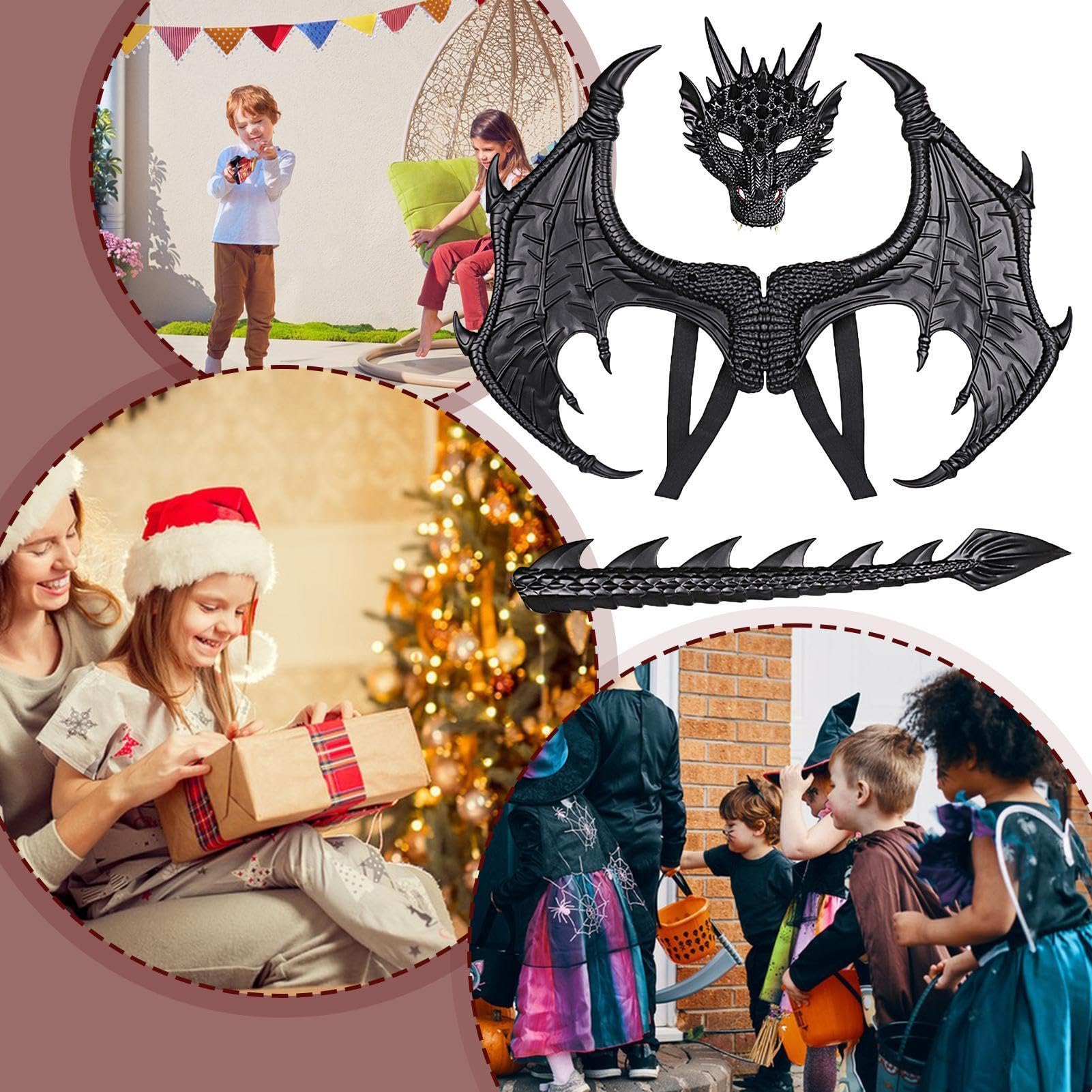 Costume da drago per bambini | Costume di Halloween per bambini | Set completo per teatro scolastico di carnevale in maschera