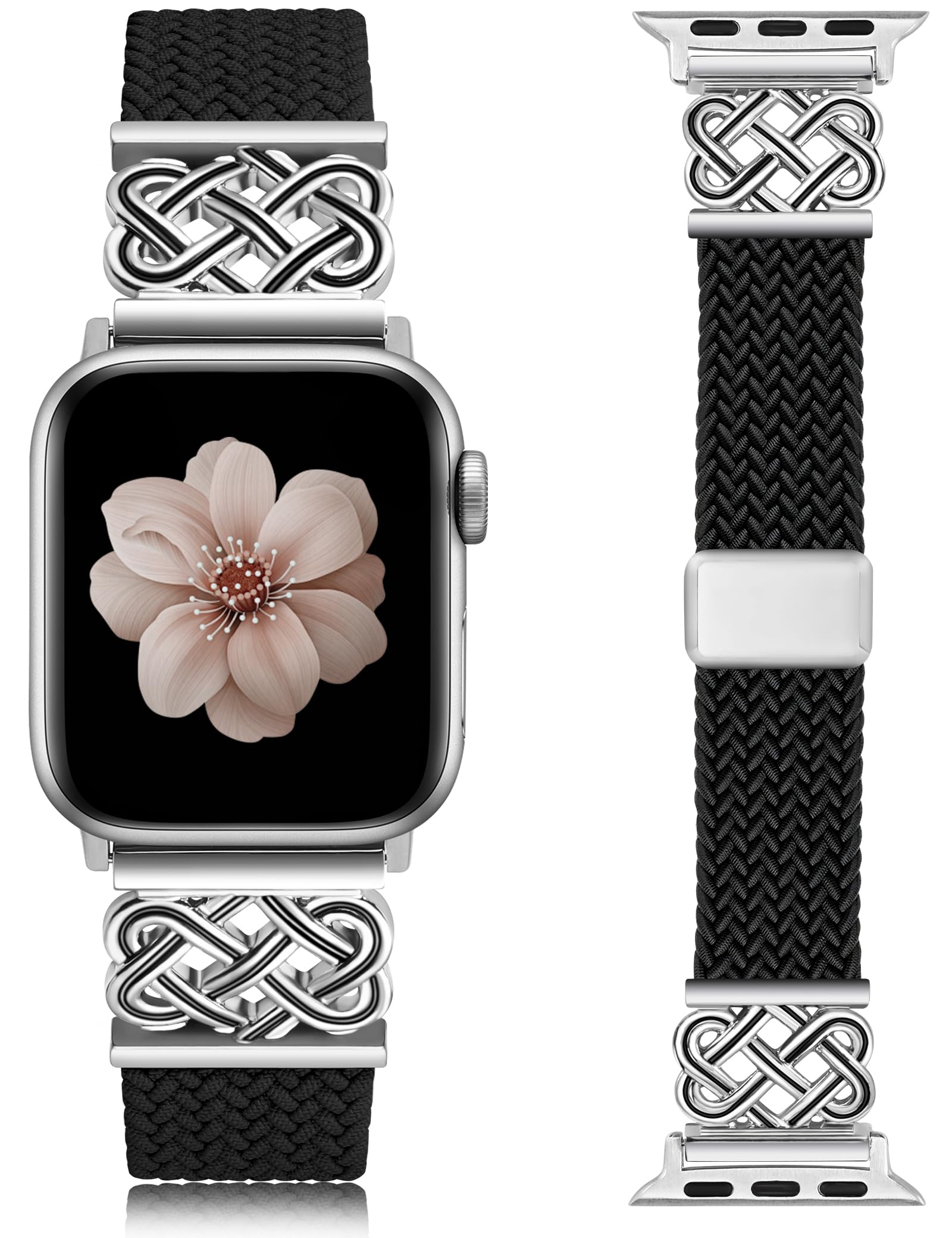 TOYOUTHS Braided Magnetic Band Compatible with Apple Watch Bands 42/41/40/38mm Women Men, Dressy Celtic Metal Fancy Stretchy Elastic Bracelet Strap for iWatch Series 11 10 9 8 7 6 5 4 SE 3 2 1