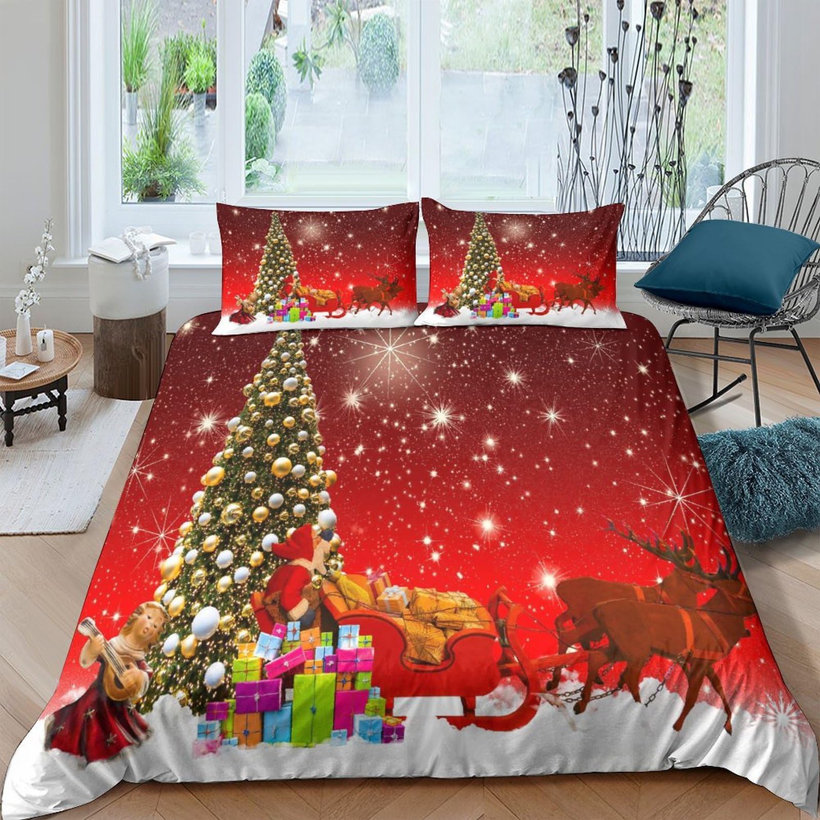 Housse de couette renne rouge imprimé 3D pour la décoration magique de votre chambre