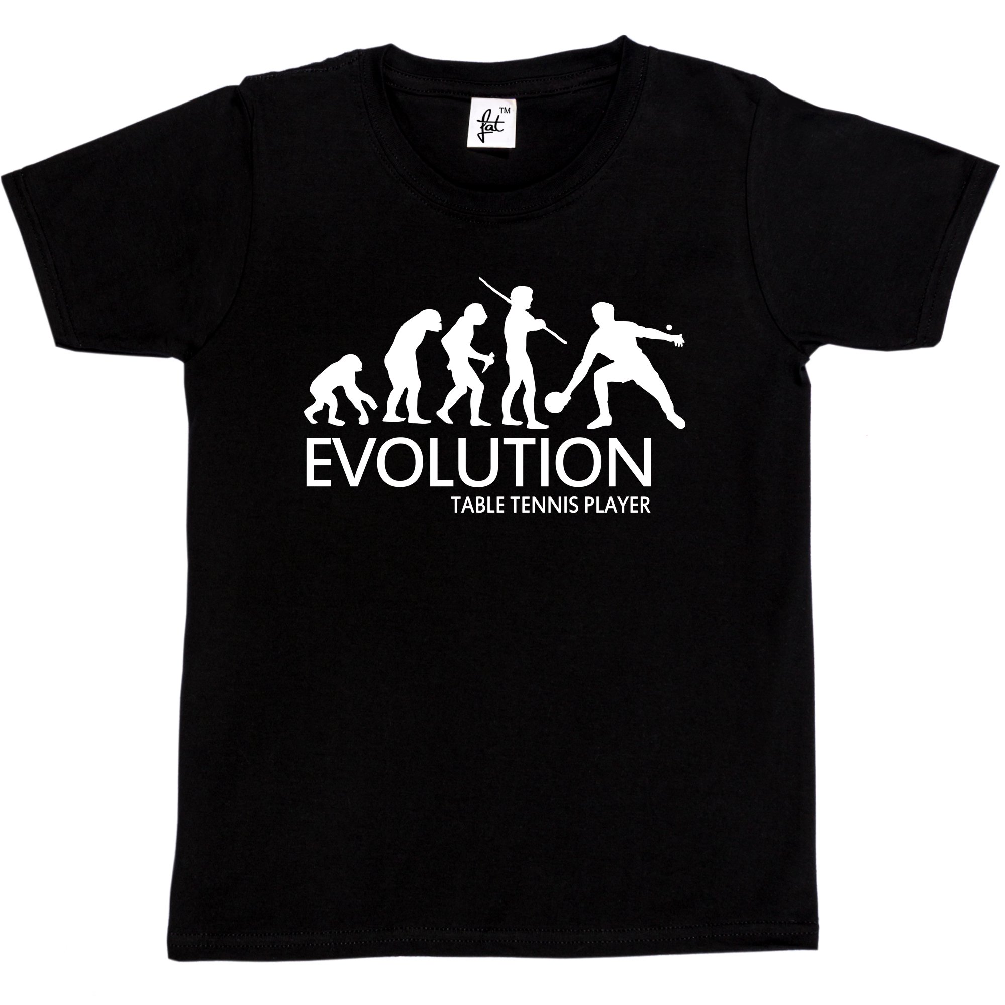 Fancy A Snuggle Boys Black Evolution Of A Table Tennis Player Kids Girl Cotton Short Sleeve T-Shirt - Size 12-14 Years