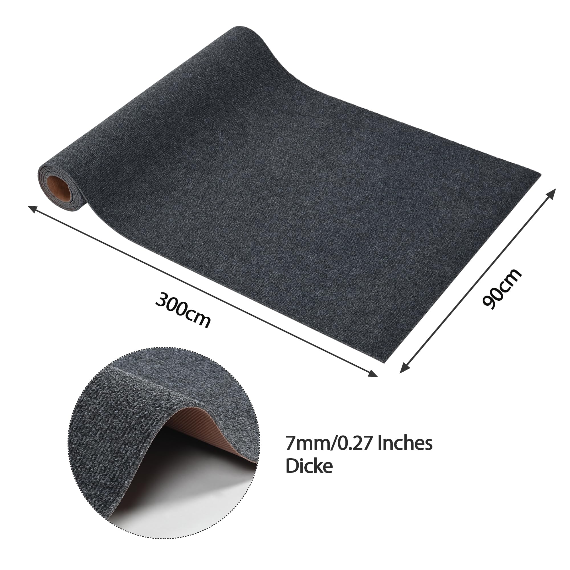 bimiti Teppich Läufer Flur rutschfest 300x90cm Schmutzfangmatte | Teppichläufer Küchenteppich Waschbar Korridor Teppich Meterware Fußmatte für Wohnzimmer Schlafzimmer Küche Büro Flur, Grau