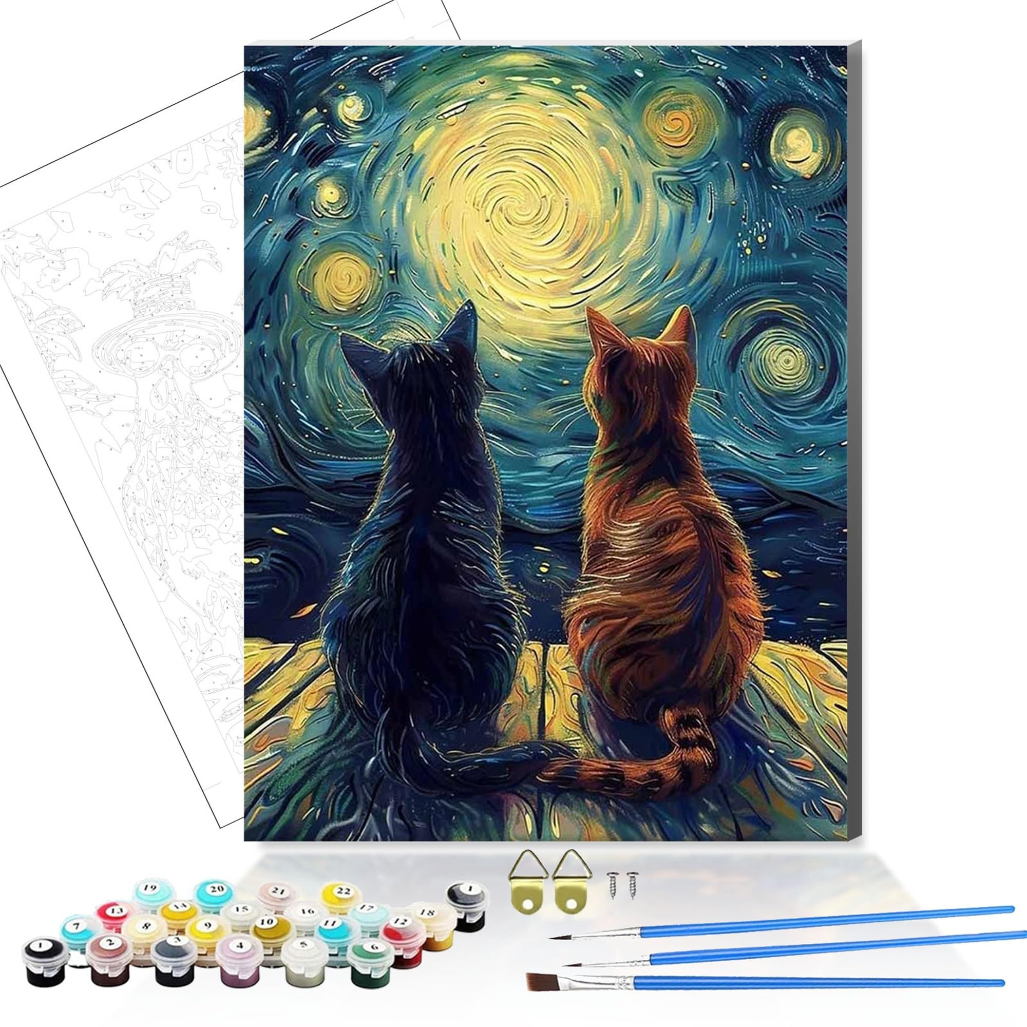 Two Cats Paint by Numbers Kit for Adults with Canvas