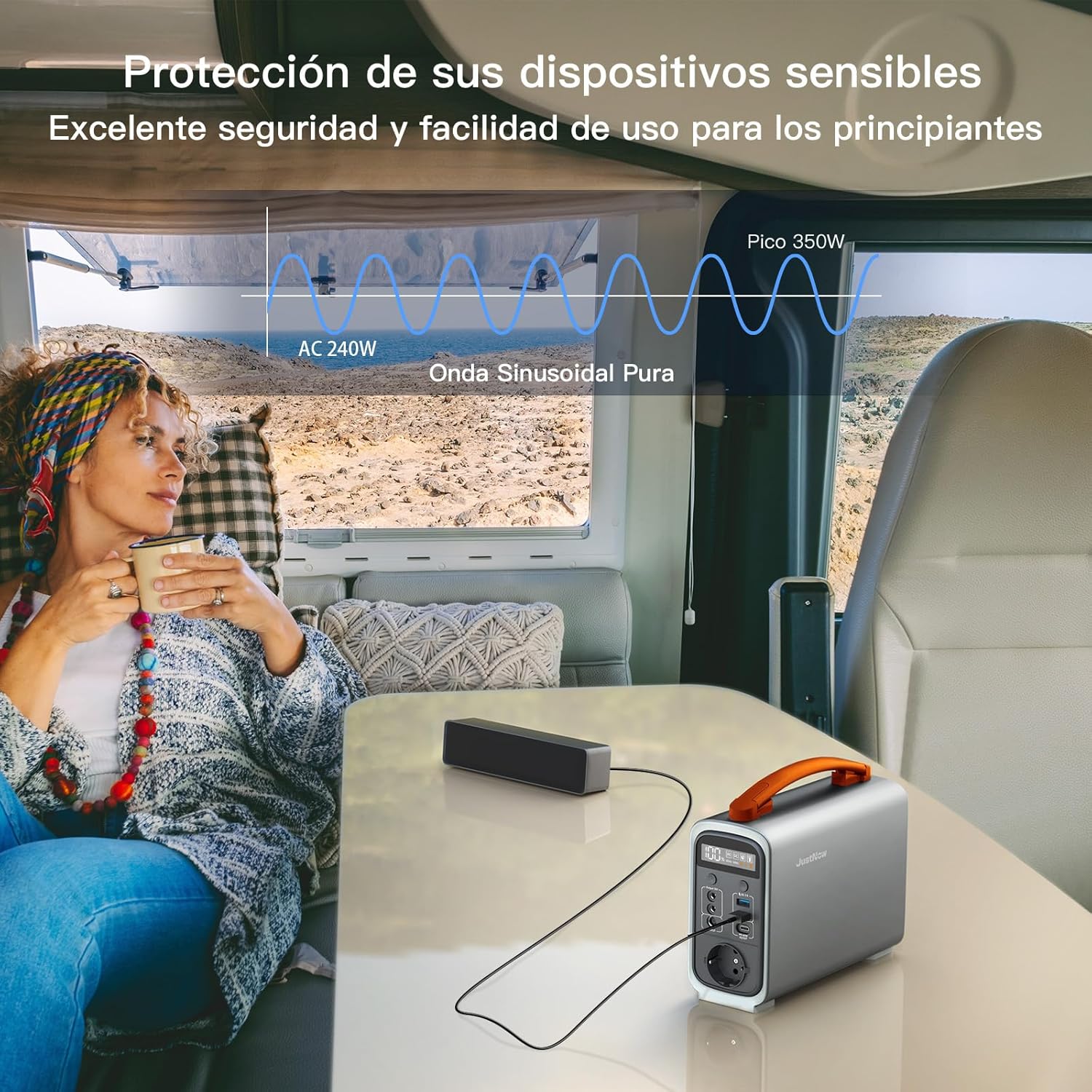 JustNow Central eléctrica portátil, generador solar para exteriores de 320 Wh con batería LiFePO4, emergencia eléctrica de 240 W/100000 mAh para viajes de camping y fuera de la red