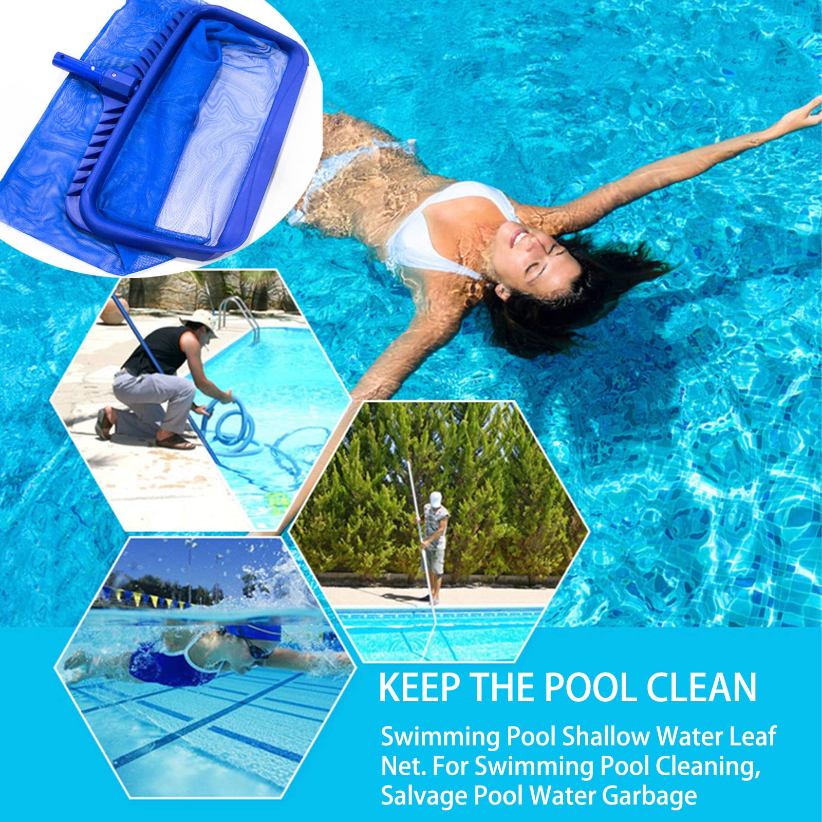SRHIMEOS Retino per Piscina, Skimmer Retina, Skimmer Retino per Piscina Professionale con Maglia Fine e Telaio Robusto per Pulizia Detriti delle Piscina Spa Vasche Laghetto