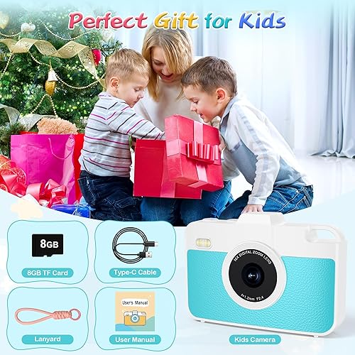 Miniatura 7 de Cámara digital para niños, cámaras digitales de 48MP 1080P para apuntar y disparar con doble lente, cámara pequeña compacta con zoom de 16X para